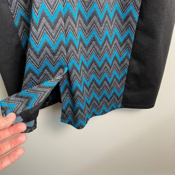 Nine West Women's Sleeveless Black/Teal‎ Aztec Geometric Midi Dress Size 8 - Picture 7 of 14